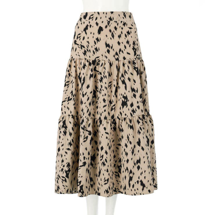 Animal Pattern Tiered Skirt