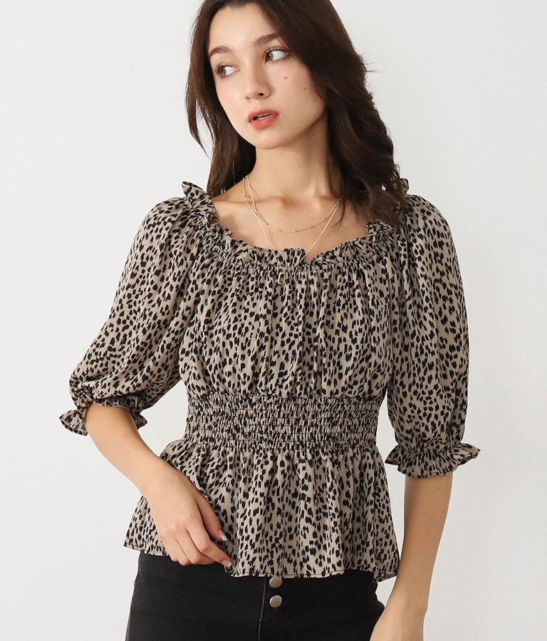 Animal Print Peplum Blouse