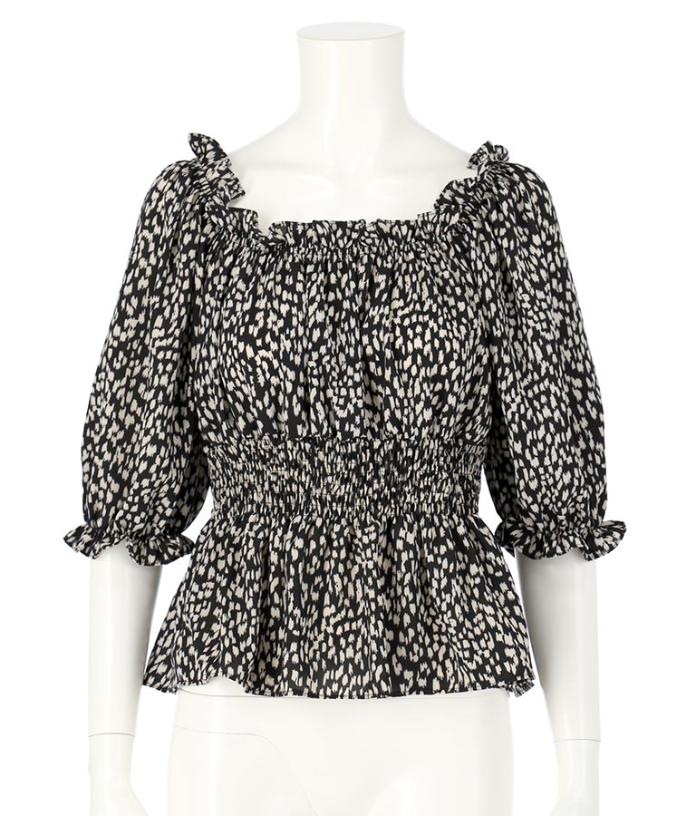 Animal Print Peplum Blouse