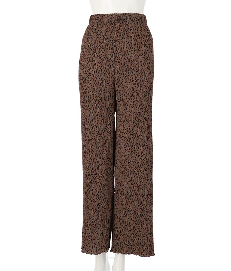 Animal Pattern  Mini Pleated Wide Pants