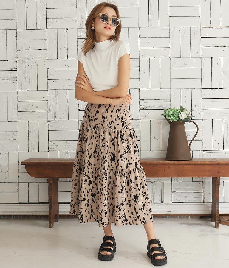 Animal Pattern Tiered Skirt