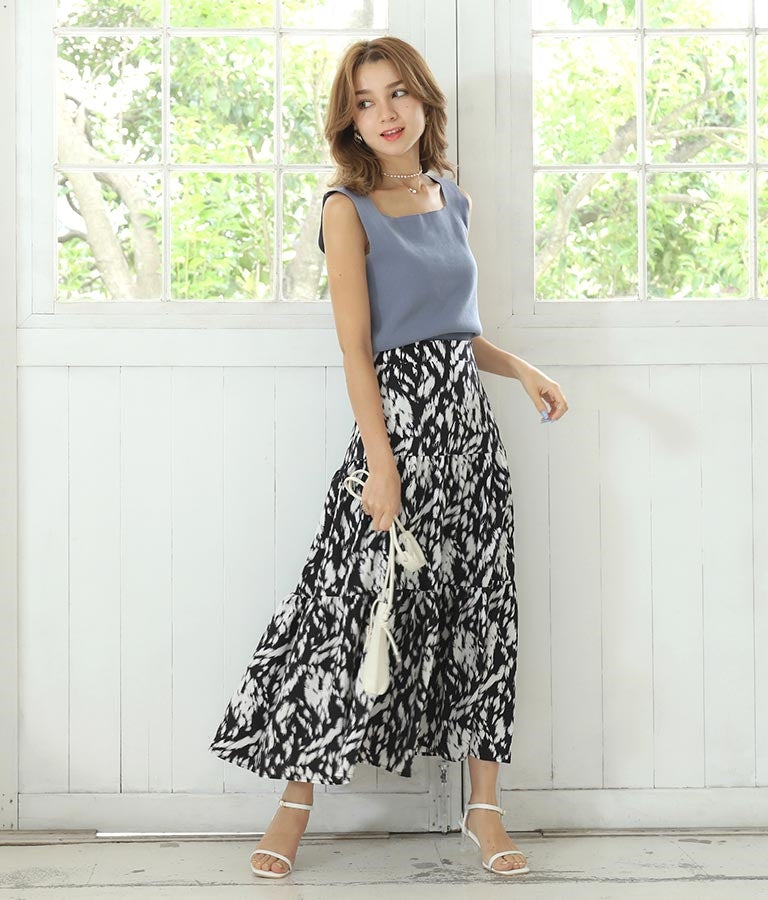 Animal Pattern Tiered Skirt