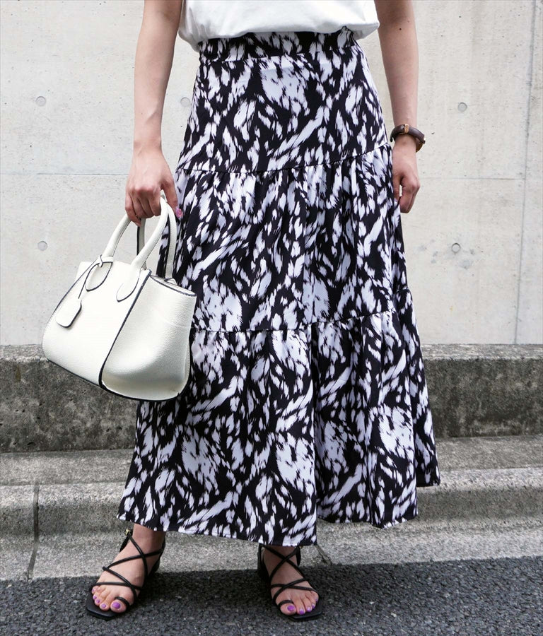 Animal Pattern Tiered Skirt