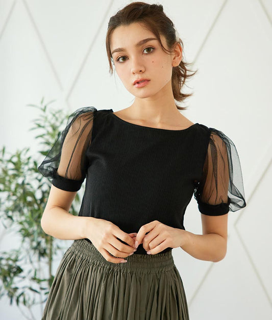 Tulle Puff Sleeve Top