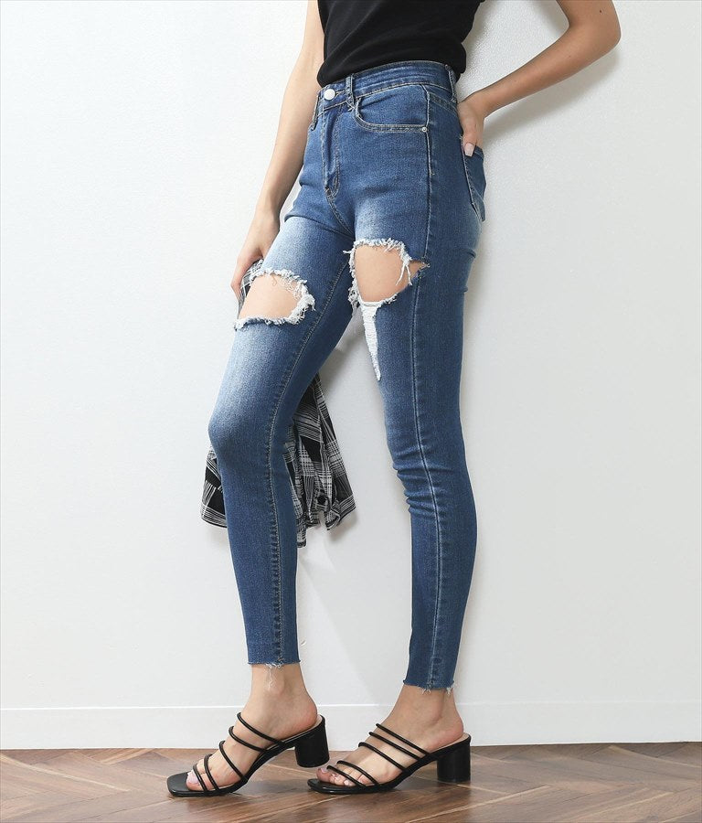 High Damage Denim Skinny Pants