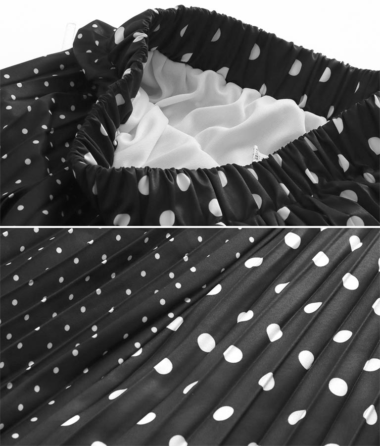 Dot Pleats Switched Skirt