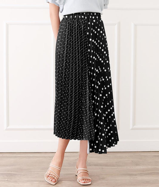 Dot Pleats Switched Skirt