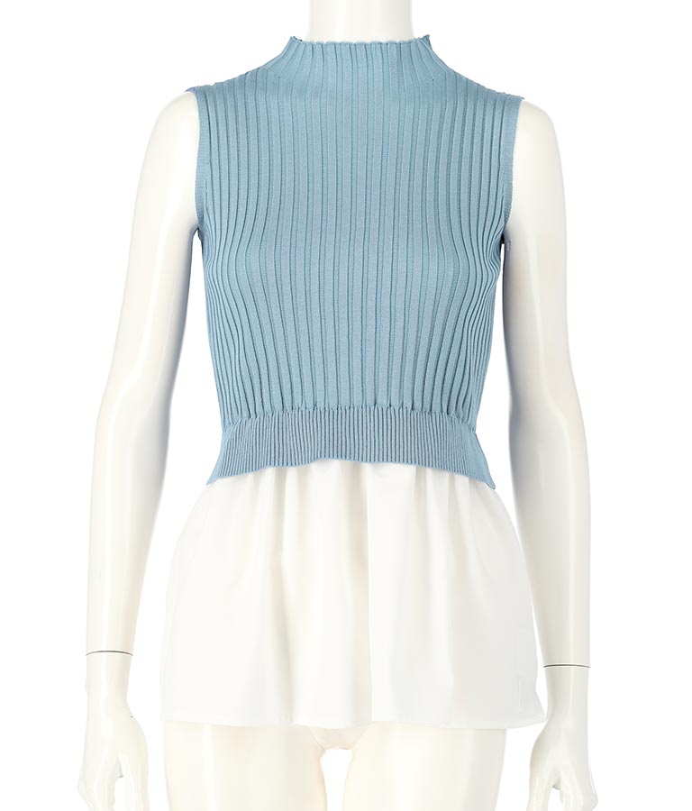 Sleeveless Ribbed Knit Combination Top