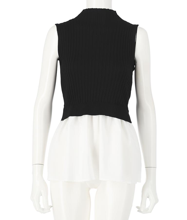 Sleeveless Ribbed Knit Combination Top