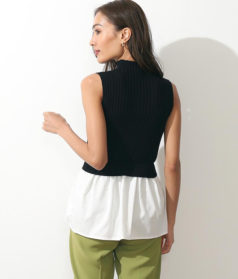 Sleeveless Ribbed Knit Combination Top