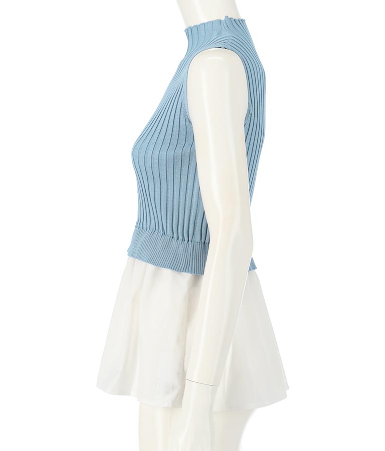 Sleeveless Ribbed Knit Combination Top