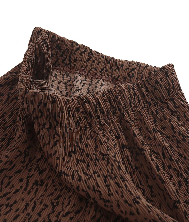 Animal Pattern  Mini Pleated Wide Pants