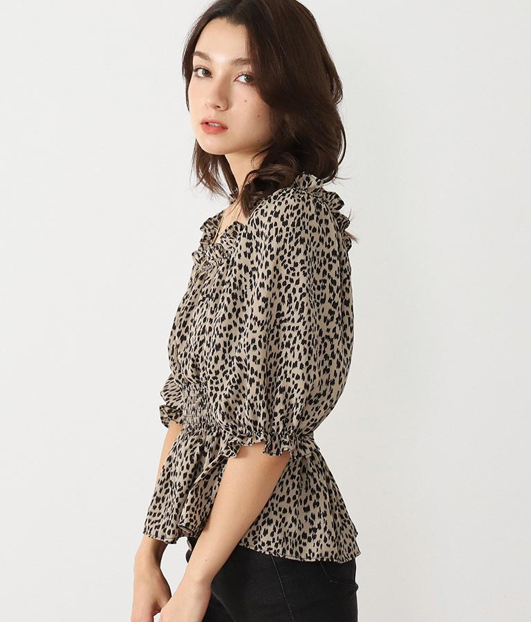 Animal Print Peplum Blouse