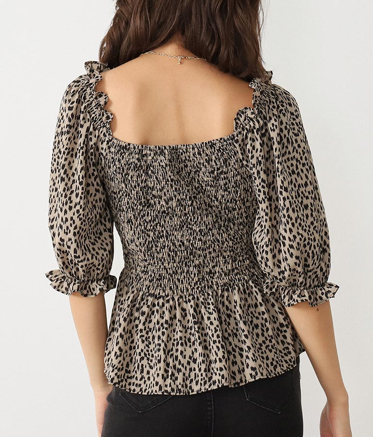 Animal Print Peplum Blouse